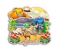 Quwsne Aimant de réfrigérateur Agadir Maroc - Souvenirs de voyage en ville - Cadeaux touristiques 3D - Monuments classiques - Artisanat fait à la main - Décoration d'intérieur - 2977