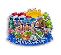 Quwsne Aimant de réfrigérateur Amsterdam Pays-Bas - Souvenirs de voyage en ville - Cadeaux touristiques 3D - Monuments classiques - Artisanat fait à la main - Décoration d'intérieur - 1971