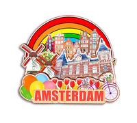 Quwsne Aimant de réfrigérateur Amsterdam Pays-Bas Souvenirs de voyage en ville Cadeaux touristiques 3D monuments classiques Artisanat fait à la main Décoration de la maison -3777