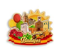 Quwsne Aimant de réfrigérateur Badajoz Espagne - Souvenirs de voyage - Cadeaux touristiques 3D - Monuments classiques - Artisanat fait à la main - Décoration d'intérieur - 1539