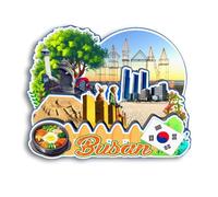 Quwsne Aimant de réfrigérateur Busan Corée du Sud - Souvenirs de voyage - Cadeaux touristiques 3D - Monuments classiques - Artisanat fait à la main - Décoration d'intérieur - 2561