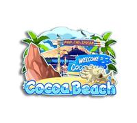 Quwsne Aimant de réfrigérateur Cacao Beach Floride États-Unis Aimant de réfrigérateur souvenir de voyage en ville Cadeaux touristiques 3D monuments classiques Artisanat fait à la main Décoration de la