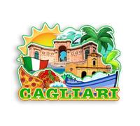 Quwsne Aimant de réfrigérateur Cagliari Italie Souvenirs de voyage en ville Cadeaux touristiques 3D monuments classiques faits à la main Décoration de la maison -1285, QS-WC-1285
