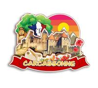 Quwsne Aimant de réfrigérateur Carcassonne France - Souvenirs de voyage - Cadeaux touristiques 3D - Monuments classiques - Artisanat fait à la main - Décoration d'intérieur - 3511