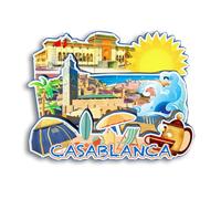 Quwsne Aimant de réfrigérateur Casablanca Maroc - Souvenirs de voyage en ville - Cadeaux touristiques 3D - Monuments classiques - Artisanat fait à la main - Décoration d'intérieur - 2973