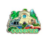 Quwsne Aimant de réfrigérateur Cosenza Calabre Italie Souvenirs de voyage en ville Cadeaux touristiques 3D monuments classiques Artisanat fait à la main Décoration de la maison -96