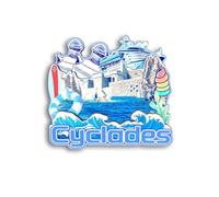 Quwsne Aimant de réfrigérateur Cyclades Grèce - Souvenirs de voyage - Cadeaux touristiques 3D - Fait à la main - Décoration d'intérieur - 1573
