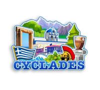 Quwsne Aimant de réfrigérateur Cyclades Grèce - Souvenirs de voyage - Cadeaux touristiques 3D - Monuments classiques - Artisanat fait à la main - Décoration d'intérieur - 1795