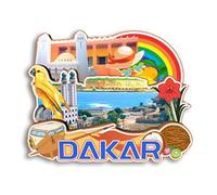 Quwsne Aimant de réfrigérateur Dakar Sénégal Souvenirs de voyage en ville Cadeaux touristiques 3D monuments classiques faits à la main Décoration de la maison -3097