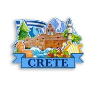 Quwsne Aimant de réfrigérateur en Crète Grèce - Souvenirs de voyage - Cadeaux touristiques 3D - Monuments classiques - Artisanat fait à la main - Décoration d'intérieur - 1764