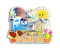 Quwsne Aimant de réfrigérateur Genève Suisse - Souvenirs de voyage - Cadeaux touristiques 3D - Monuments classiques faits à la main - Décoration d'intérieur - 1670