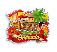 Quwsne Aimant de réfrigérateur Grenade Espagne Souvenirs de voyage en ville Cadeaux touristiques 3D monuments classiques Artisanat fait à la main Décoration de la maison -1389