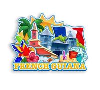 Quwsne Aimant de réfrigérateur Guyane française France souvenir de voyage en ville Cadeaux touristiques 3D monuments classiques Artisanat fait à la main Décoration de la maison -1348, QS-WC-1348