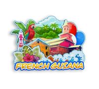 Quwsne Aimant de réfrigérateur Guyane française France souvenir de voyage en ville Cadeaux touristiques 3D monuments classiques Artisanat fait à la main Décoration de la maison -1347, QS-WC-1347