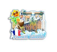 Quwsne Aimant de réfrigérateur Guyane française France Souvenirs de ville Souvenirs touristiques 3D monuments classiques Artisanat fait à la main Décoration de la maison - 1282