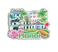 Quwsne Aimant de réfrigérateur Hanoi Vietnam - Souvenirs de voyage en ville - Cadeaux touristiques 3D - Monuments classiques - Artisanat fait à la main - Décoration d'intérieur 1980
