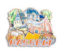 Quwsne Aimant de réfrigérateur Hasselt Belgique - Souvenirs de voyage - Cadeaux touristiques 3D - Monuments classiques faits à la main - Décoration d'intérieur - 1663