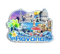 Quwsne Aimant de réfrigérateur Havane Cuba - Souvenirs de voyage - Cadeaux touristiques 3D - Monuments classiques - Artisanat fait à la main - Décoration d'intérieur - 2136