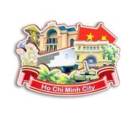 Quwsne Aimant de réfrigérateur Ho Chi Minh-Ville Vietnam - Souvenirs de voyage - Cadeaux touristiques 3D - Monuments classiques - Artisanat fait à la main - Décoration d'intérieur 1979