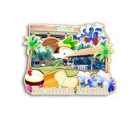Quwsne Aimant de réfrigérateur Île de la Réunion France - Souvenirs de voyage - Cadeaux touristiques 3D - Monuments classiques faits à la main - Décoration d'intérieur - 1244, QS-CYT-1244