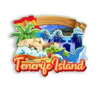 Quwsne Aimant de réfrigérateur Île de Tenerife Espagne - Souvenirs de voyage - Cadeaux touristiques 3D - Monuments classiques - Artisanat fait à la main - Décoration d'intérieur - 1429