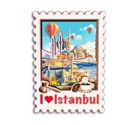 Quwsne Aimant de réfrigérateur Istanbul Turquie - Souvenirs de voyage - Cadeaux touristiques 3D - Monuments classiques - Artisanat fait à la main - Décoration d'intérieur - 3783