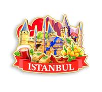 Quwsne Aimant de réfrigérateur Istanbul Turquie - Souvenirs de voyage - Cadeaux touristiques 3D - Monuments classiques - Artisanat fait à la main - Décoration d'intérieur - 1628