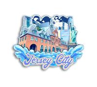Quwsne Aimant de réfrigérateur Jersey City New Jersey USA - Souvenirs de voyage - Cadeaux touristiques 3D - Monuments classiques faits à la main - Décoration d'intérieur - 792