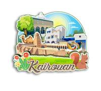 Quwsne Aimant de réfrigérateur Kairouan Tunisie - Souvenirs de voyage en ville - Cadeaux touristiques 3D - Monuments classiques - Artisanat fait à la main - Décoration d'intérieur - 2999