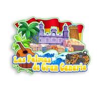 Quwsne Aimant de réfrigérateur Las Palmas de Gran Canaria Espagne - Souvenirs de voyage en ville - Cadeaux touristiques 3D - Monuments classiques faits à la main - Décoration d'intérieur - 1422