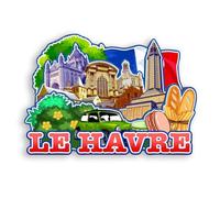 Quwsne Aimant de réfrigérateur Le Havre France - Souvenirs de voyage - Cadeaux touristiques 3D - Monuments classiques - Artisanat fait à la main - Décoration d'intérieur - 1370