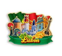 Quwsne Aimant de réfrigérateur Lisbonne Portugal Souvenirs de voyage en ville Cadeaux touristiques 3D monuments classiques Artisanat fait à la main Décoration de la maison -1935