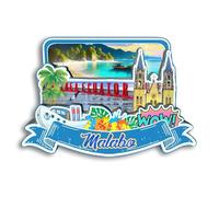 Quwsne Aimant de réfrigérateur Malabo - Guinée équatoriale Cameroun - Souvenirs de voyage en ville - Cadeaux touristiques 3D - Monuments classiques - Artisanat fait à la main - Décoration d'intérieur