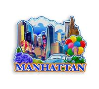 Quwsne Aimant de réfrigérateur Manhattan New York USA - Souvenirs de voyage - Cadeaux touristiques 3D - Monuments classiques - Artisanat fait à la main - Décoration d'intérieur - 1070