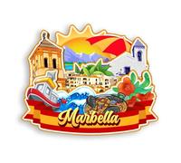 Quwsne Aimant de réfrigérateur Marbella Espagne - Souvenirs de voyage - Cadeaux touristiques 3D - Monuments classiques - Artisanat fait à la main - Décoration d'intérieur - 1398
