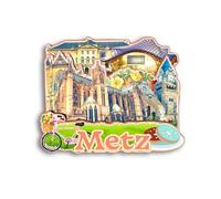 Quwsne Aimant de réfrigérateur Metz France - Souvenirs de voyage en ville - Cadeaux touristiques 3D - Monuments classiques faits à la main - Décoration d'intérieur - 1285