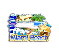 Quwsne Aimant de réfrigérateur Miami Beach Floride États-Unis - Souvenirs de voyage en ville - Cadeaux touristiques 3D - Monuments classiques - Artisanat fait à la main - Décoration d'intérieur - 218