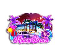 Quwsne Aimant de réfrigérateur Miami Beach Floride États-Unis - Souvenirs de voyage en ville - Cadeaux touristiques 3D - Monuments classiques - Artisanat fait à la main - Décoration d'intérieur - 219