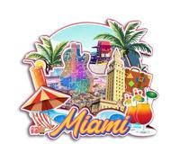 Quwsne Aimant de réfrigérateur Miami Floride Amérique Souvenirs de voyage en ville Cadeaux touristiques 3D monuments classiques Artisanat fait à la main Décoration de la maison -4073