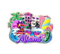 Quwsne Aimant de réfrigérateur Miami Floride États-Unis Souvenirs de voyage en ville Cadeaux touristiques 3D monuments classiques Artisanat fait à la main Décoration de la maison -167