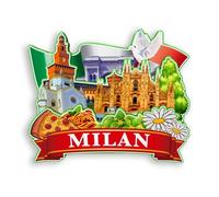 Quwsne Aimant de réfrigérateur Milan Italie Souvenirs de voyage en ville Cadeaux touristiques 3D monuments classiques Artisanat fait à la main Décoration de la maison -1264