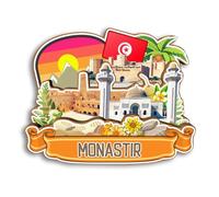 Quwsne Aimant de réfrigérateur Monastir Tunisie - Souvenirs de voyage en ville - Cadeaux touristiques 3D - Monuments classiques - Artisanat fait à la main - Décoration d'intérieur - 2995