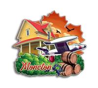Quwsne Aimant de réfrigérateur Moncton Nouveau-Brunswick Canada Aimant de réfrigérateur souvenir de voyage en ville Cadeaux touristiques 3D monuments classiques Artisanat fait à la main Décoration de