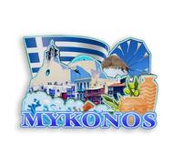 Quwsne Aimant de réfrigérateur Mykonos Grèce - Souvenirs de voyage en ville - Cadeaux touristiques 3D - Monuments classiques - Artisanat fait à la main - Décoration d'intérieur - 1709