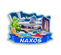Quwsne Aimant de réfrigérateur Naxos Grèce - Souvenirs de voyage en ville - Cadeaux touristiques 3D - Monuments classiques - Artisanat fait à la main - Décoration d'intérieur - 1757