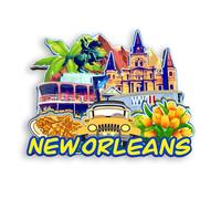 Quwsne Aimant de réfrigérateur Nouvelle-Orléans Louisiane États-Unis Aimants décoratifs souvenir de voyage en ville Cadeaux touristiques 3D monuments classiques faits à la main Artisanat