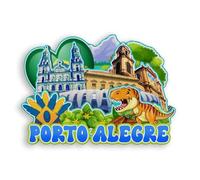 Quwsne Aimant de réfrigérateur Porto Alegre Brésil - Souvenirs de voyage en ville - Cadeaux touristiques 3D - Monuments classiques - Artisanat fait à la main - Décoration d'intérieur - 1919