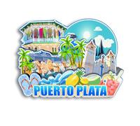 Quwsne Aimant de réfrigérateur Puerto Plata République dominicaine Aimant de réfrigérateur souvenir de voyage en ville Cadeaux touristiques 3D monuments classiques faits à la main Artisanat Décoration