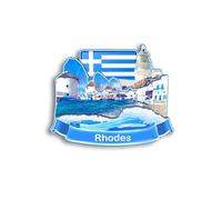 Quwsne Aimant de réfrigérateur Rhodes Grèce - Souvenirs de voyage - Cadeaux touristiques 3D - Fait à la main - Décoration d'intérieur - 1527