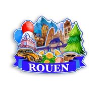 Quwsne Aimant de réfrigérateur Rouen France - Souvenirs de voyage - Cadeaux touristiques 3D - Monuments classiques - Artisanat fait à la main - Décoration d'intérieur - 1374